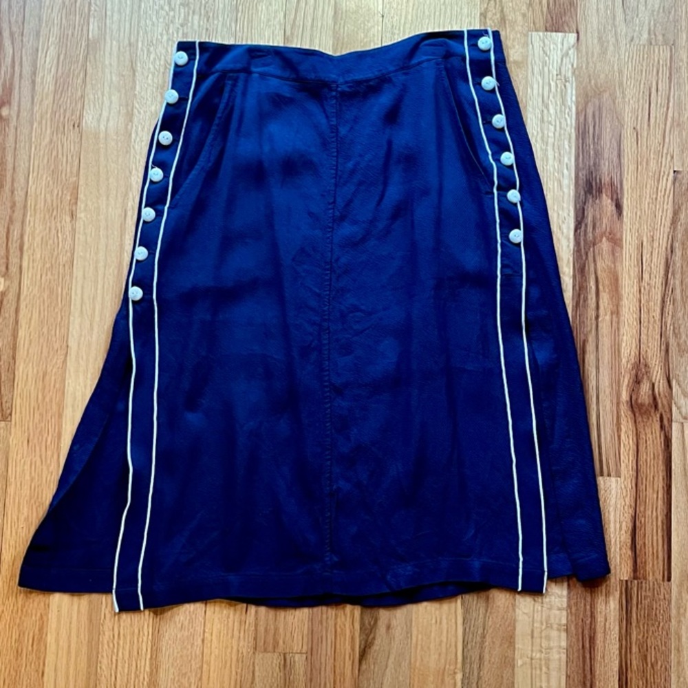 Rag & Bone Navy Midi A-line Skirt